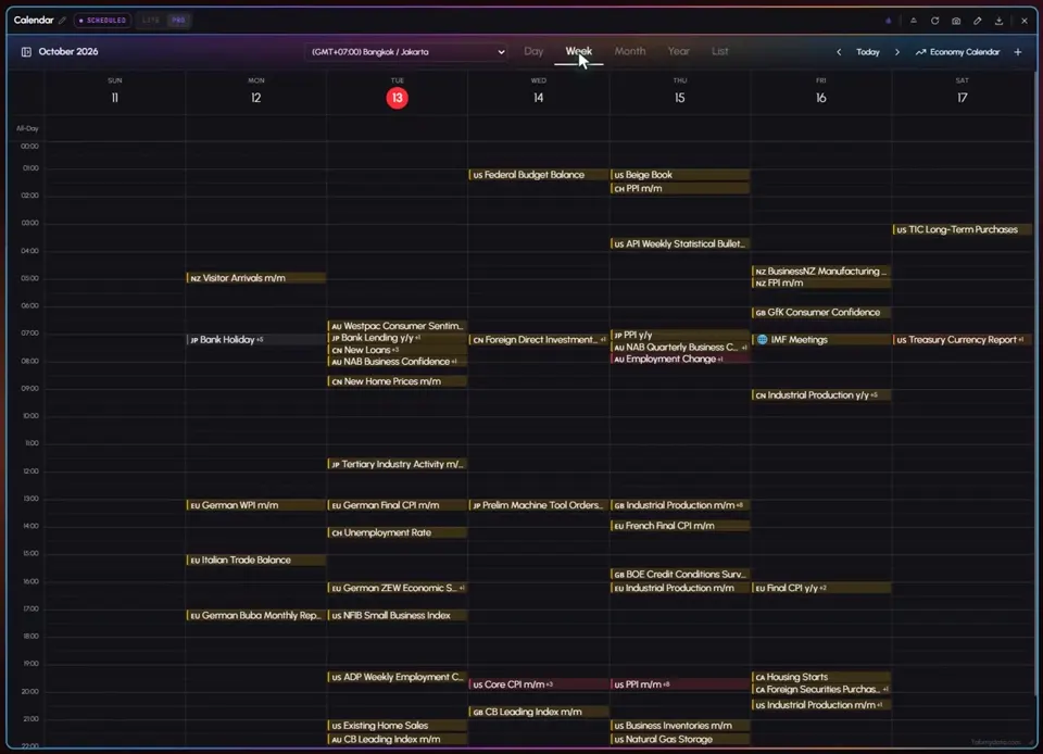 Financial Calendar tab in Tabmydata