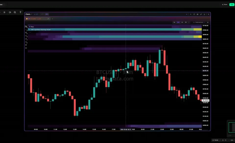 Liquidation Heatmap tab in Tabmydata