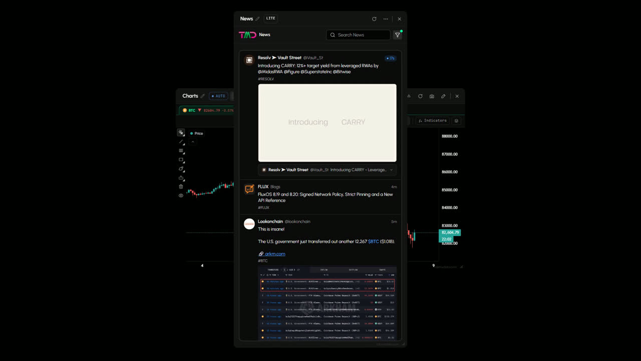 The News tab: a live feed with the source name on every story
