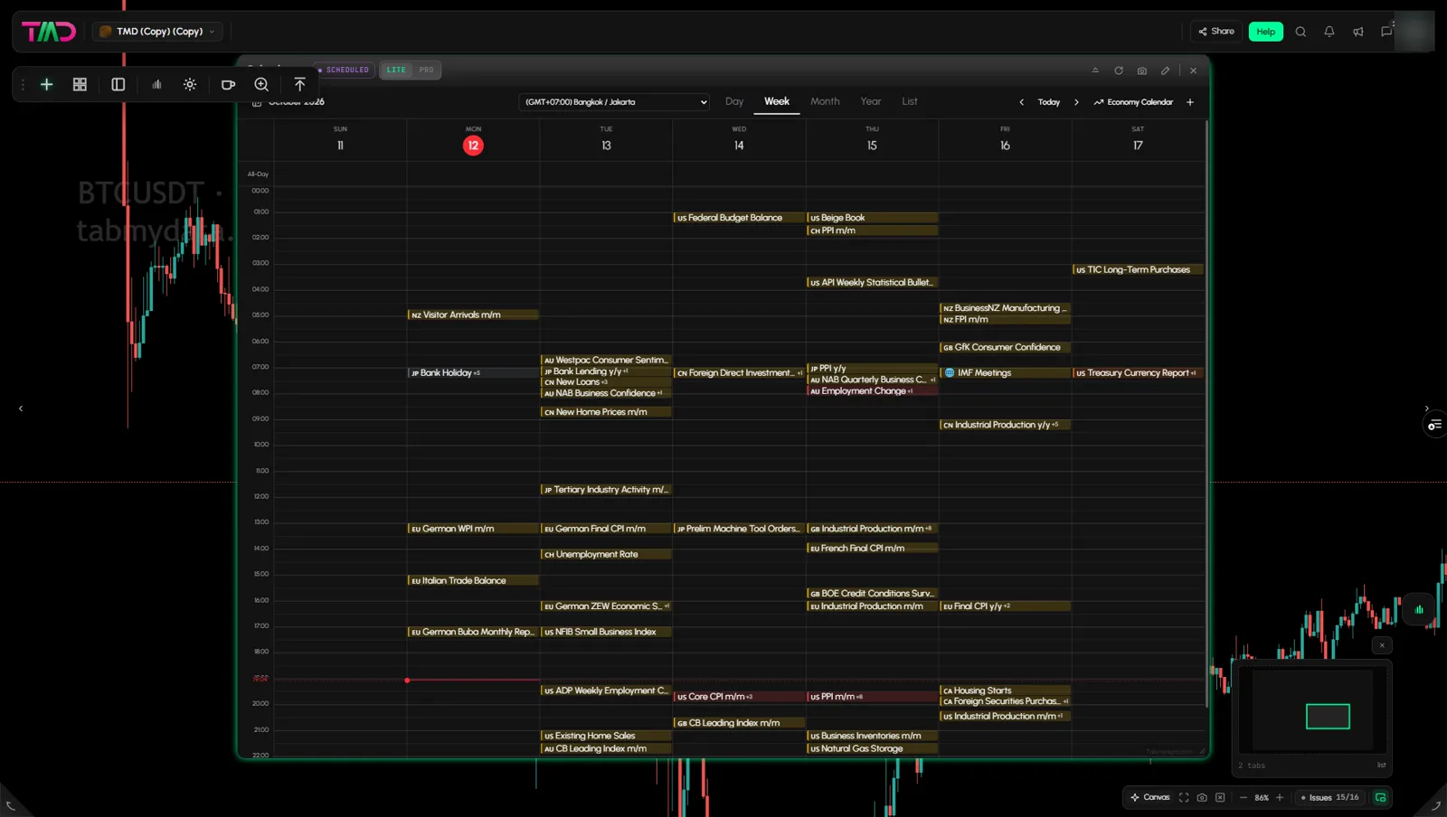 The calendar in Week view