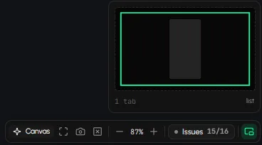The canvas controls: Fit, Zoom in, Zoom out, the minimap, the tab list and Close all tabs