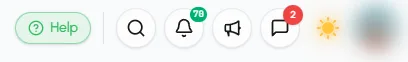 The top bar in light mode with the sun icon