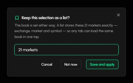 The Keep this selection as a list box
