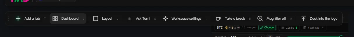 The tool rail with a hovered icon showing its name